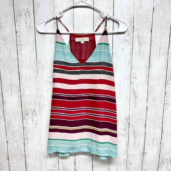 Ann Taylor Loft Blouse Women Sz XS Multicolor Stripe Sleeveless Tank Top Casual - Picture 1 of 6